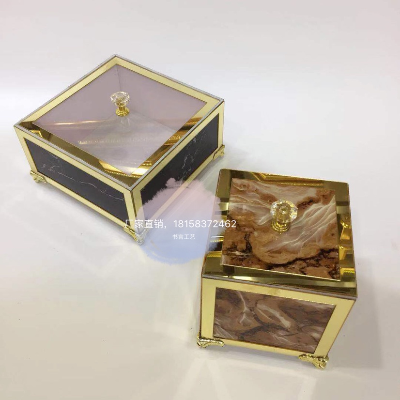 Light luxury imitation marble candy box, nut box, chocolate jar household supplies thumbnail