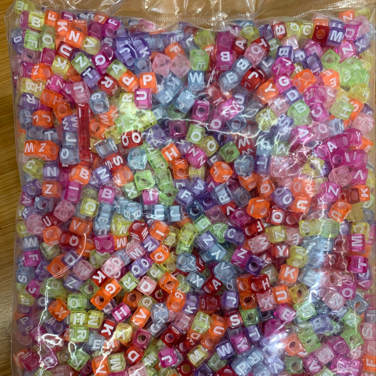 Jelly colored letter beads