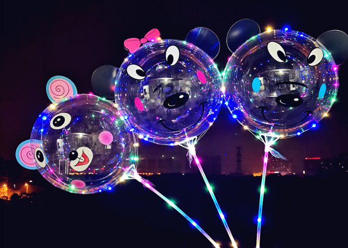 地推气球派对用品爆款透明发光波波球闪光led老鼠卡通发光气球图