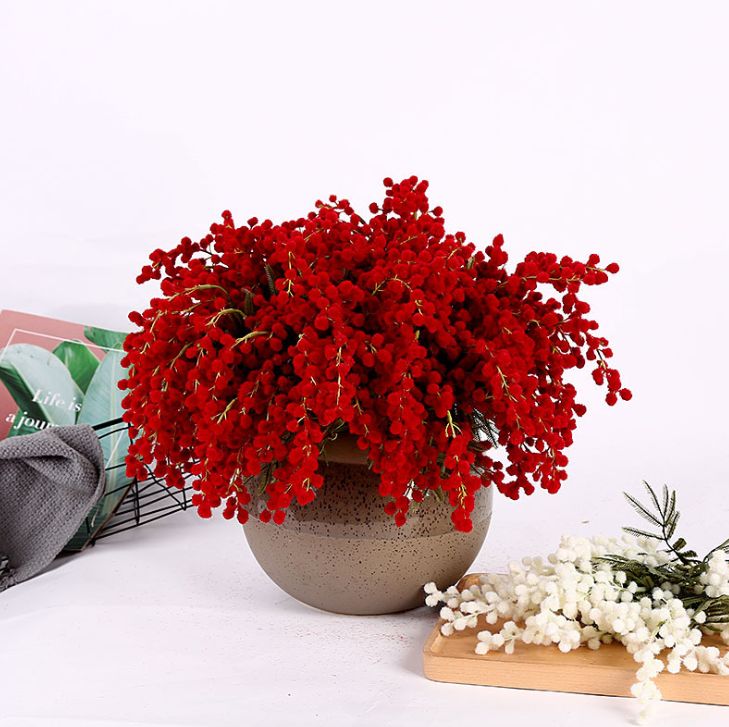 Yiwu good goods the new bundle of king cherry blossom hairball simulation flower pure hand-planted fake flower festival photography thumbnail