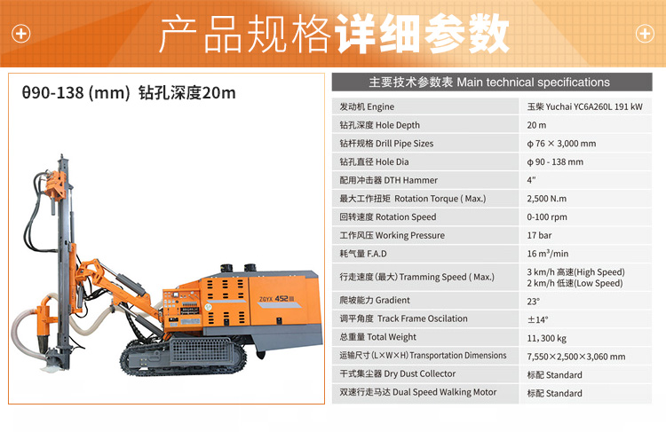 欧佩克空压机钻机集成式无舱ZAYX 452 气动冲击器自动潜孔钻机详情图4