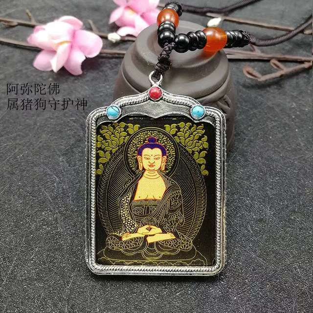 The Tibetan black gold Thangka necklace featuring the twelve zodiac signs and eight guardian deities brings good luck in the Year of the Rabbit undefined