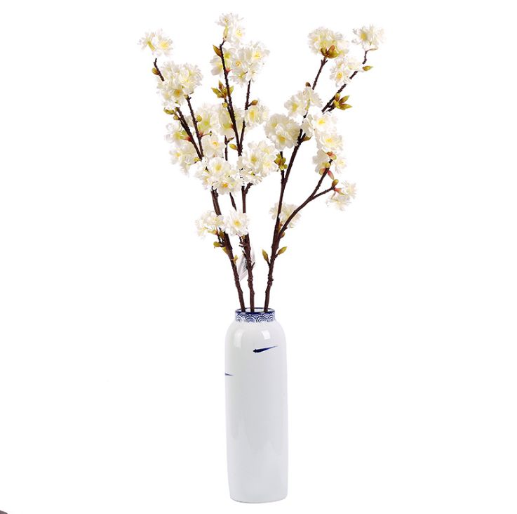 Yiwu high-quality faux 4-pronged cherry blossom silk fabric faux flower wholesale, cherry blossom tree flower arrangement bouquets details Picture