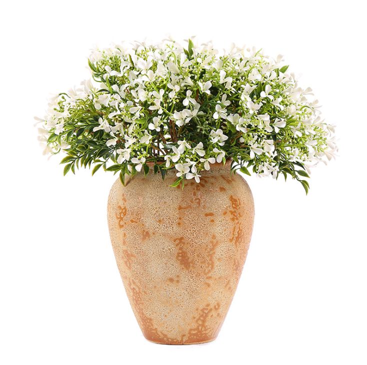 Yiwu quality artificial flowers: 5-head small floral patterns, European-style living room decorative items, wedding floral art, plastic artificial flowers details Picture