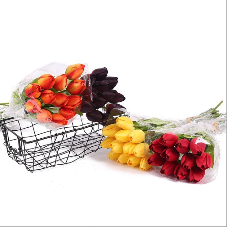 Yiwu quality artificial tulips 12 stems hand-held notes, Brinda tulips hand-held notes, artificial tulips, artificial flowers, silk flowers, artificial flowers, home decoration, wedding arrangement Specification image