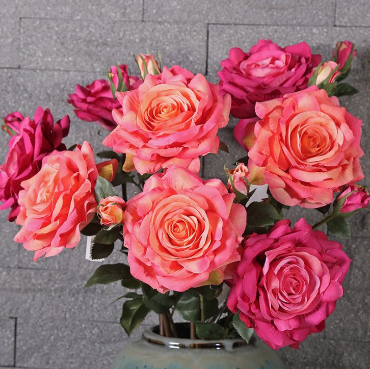 Yiwu good goods simulation flower single 2 head Tiffany Rose simulation rose home decoration wedding simulation rose artificial flower silk flower fake flower wedding layout simulation flower thumbnail
