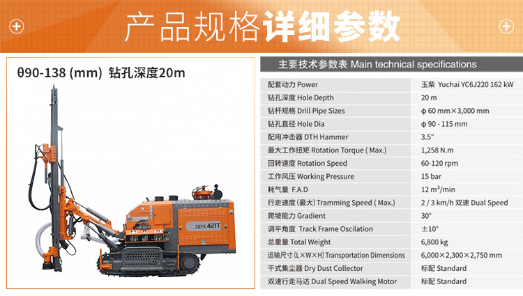 欧佩克空压机钻机集成式无舱ZAYX 421T 气动冲击器自动潜孔钻机详情图4