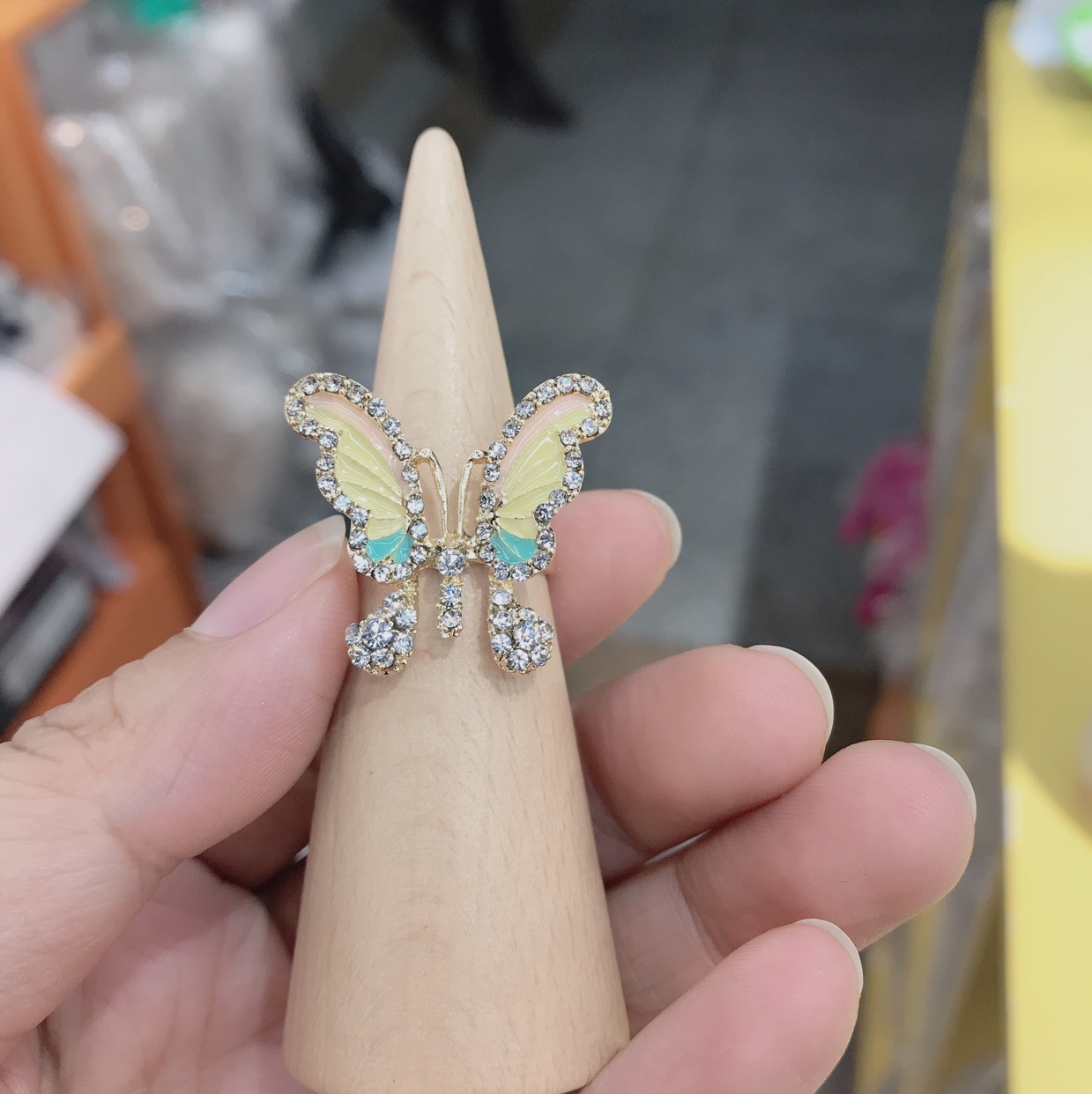 Personalized colorful butterfly rings