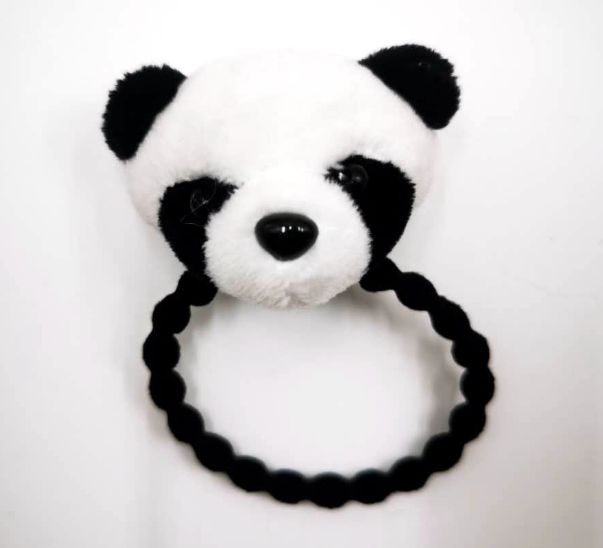抖音网红新款卡通熊猫头绳爆款定制一键代发毛绒玩具图