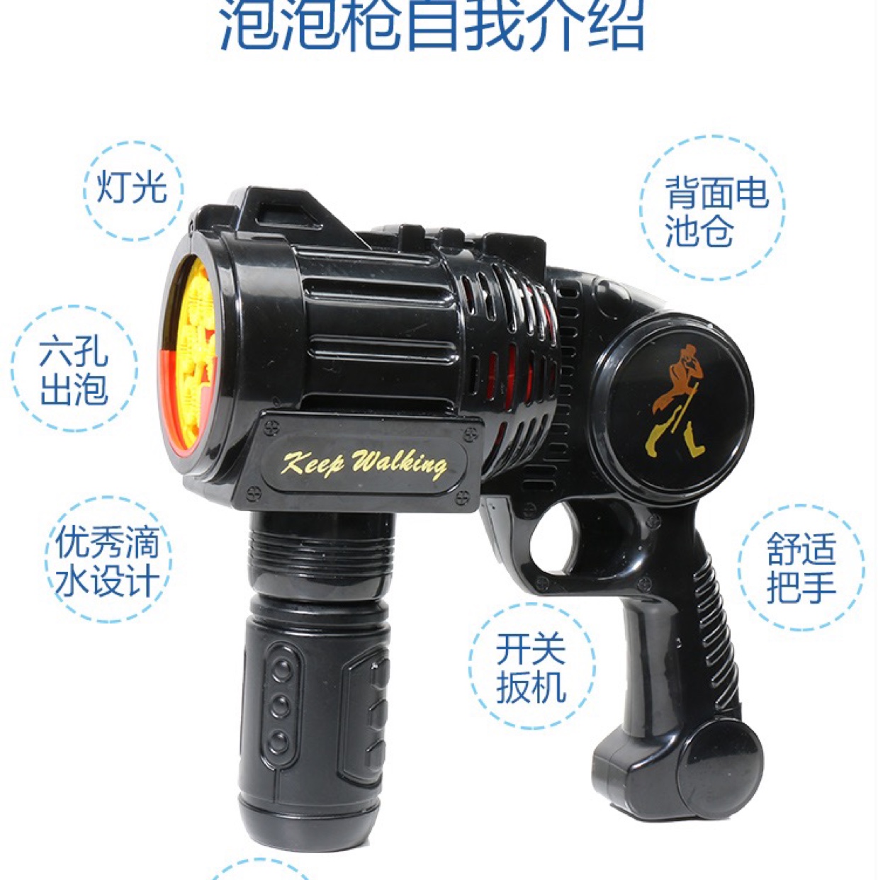Junshengxing stage performance Internet celebrity 6-hole large electric bubble gun, children's fully automatic bubble blowing machine toy Specification image
