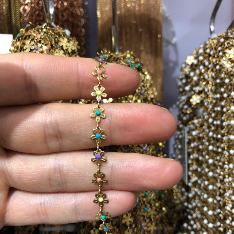 全盛饰品串滴油小花链条饰品配件