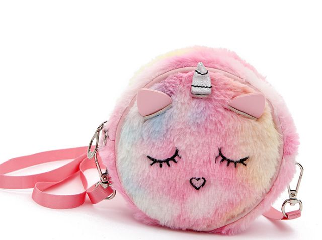 网红热销可爱毛绒儿童包包 创意独角兽女士斜挎包创意单肩包批发
