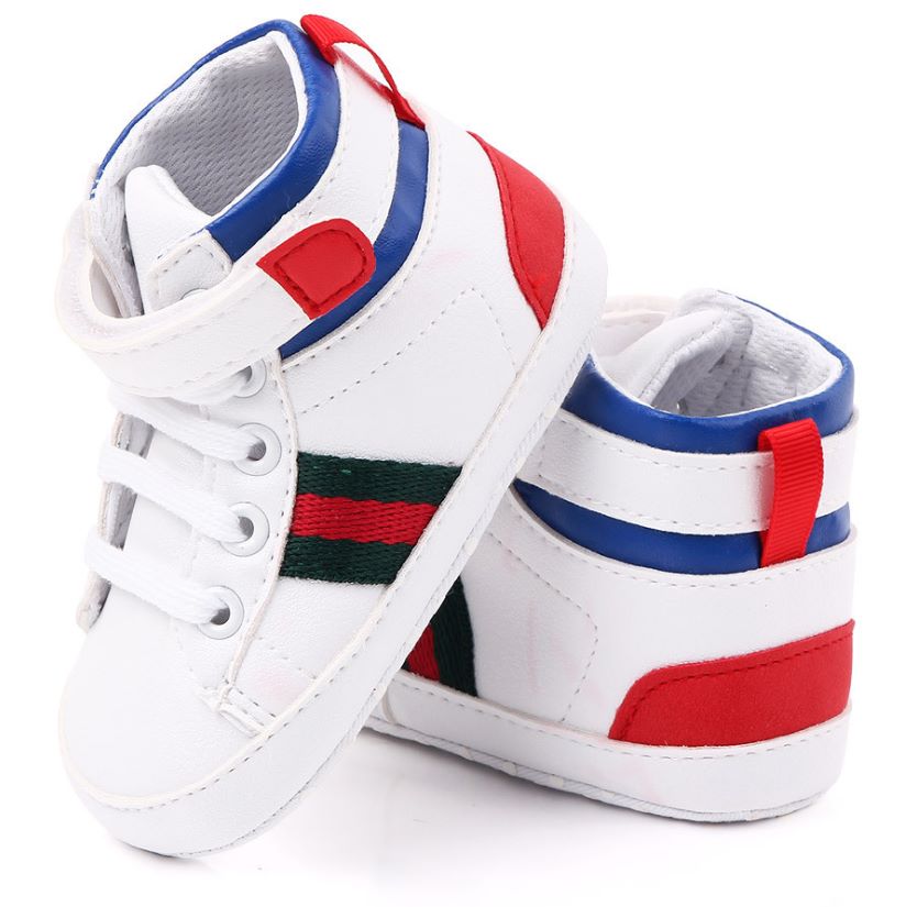 New soft sole breathable high top small white shoes baby shoes factory wholesale toddler shoes