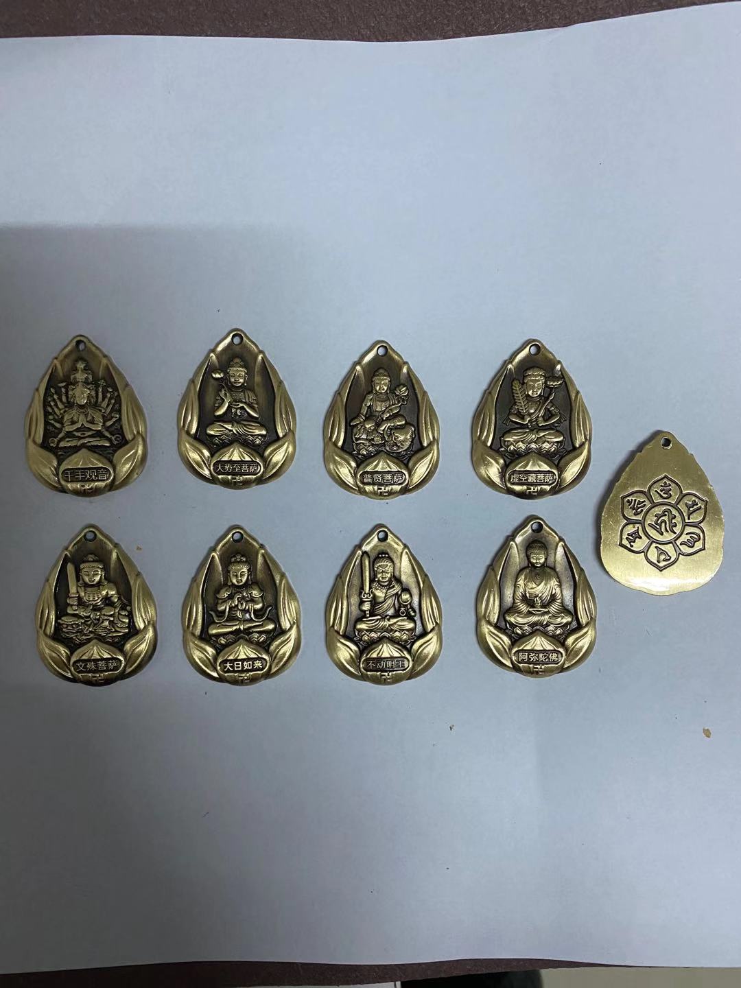 Copper gourd eight Guardian deities keychains details Picture