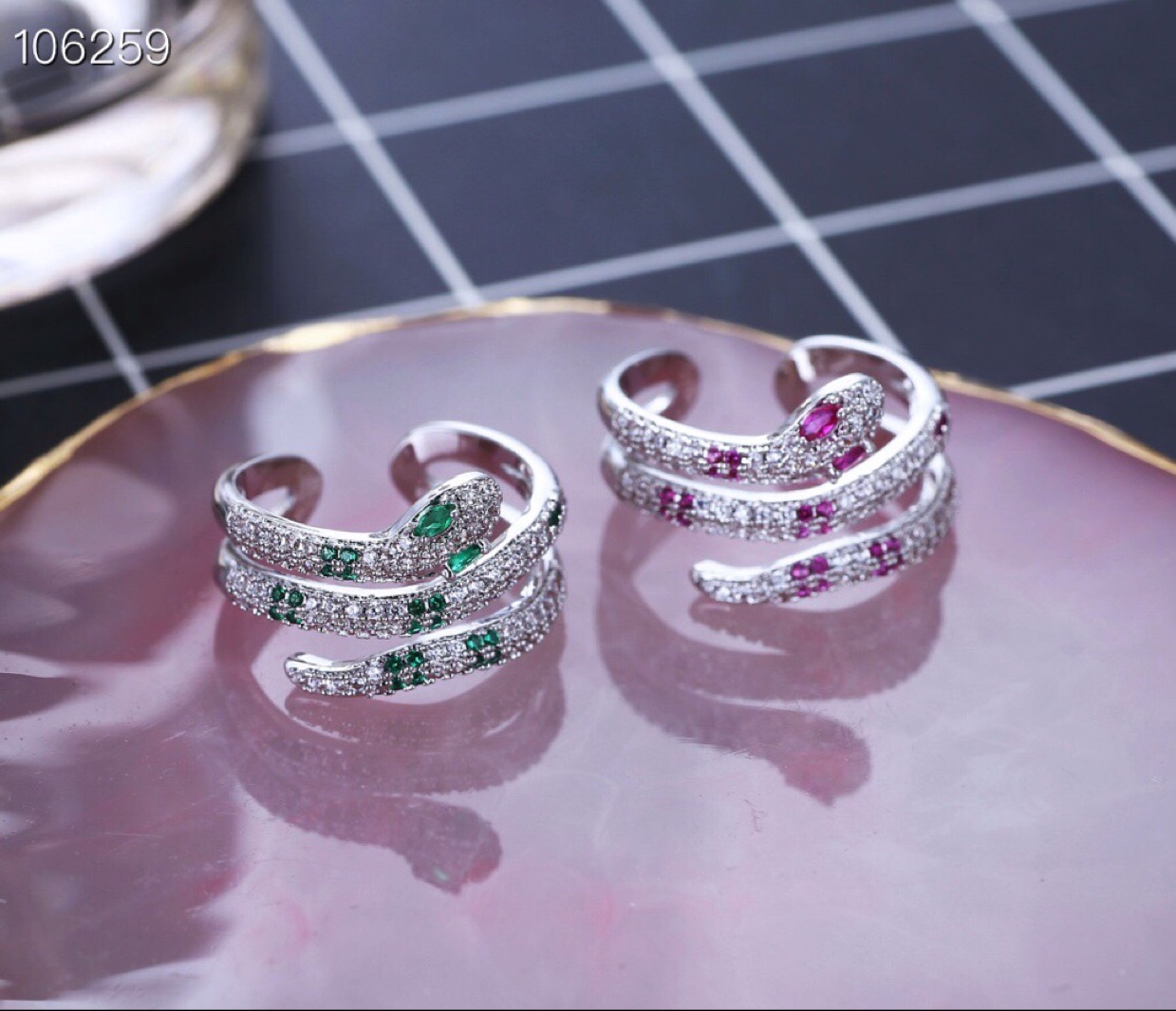 Zircon color three loops winding serpentine ring opening adjustable ring thumbnail