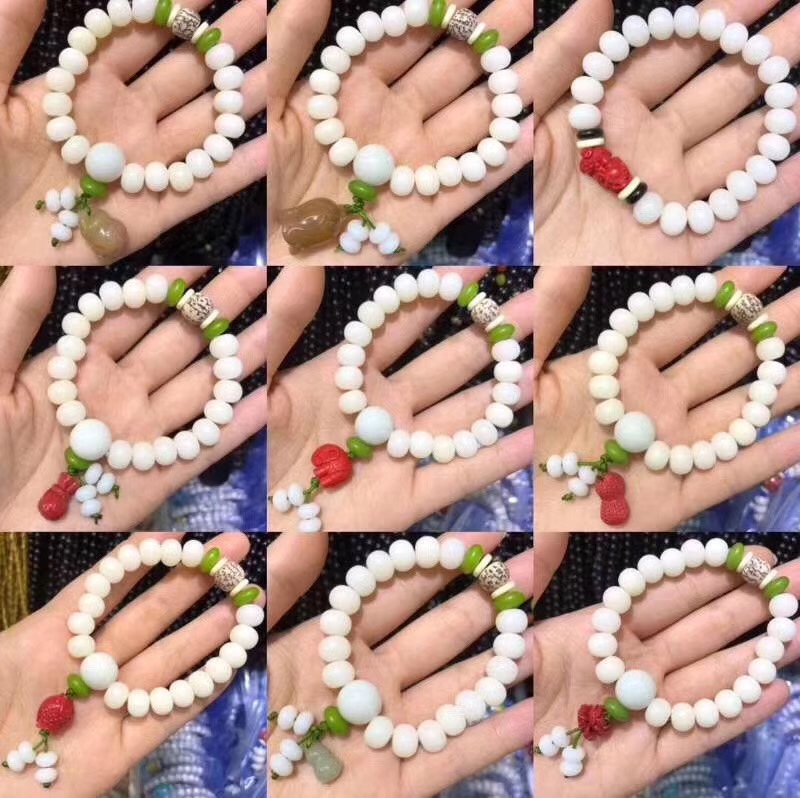 The white jade Bodhi bracelet with a single loop exudes a high-end feel, featuring a retro European and American style and simple layering