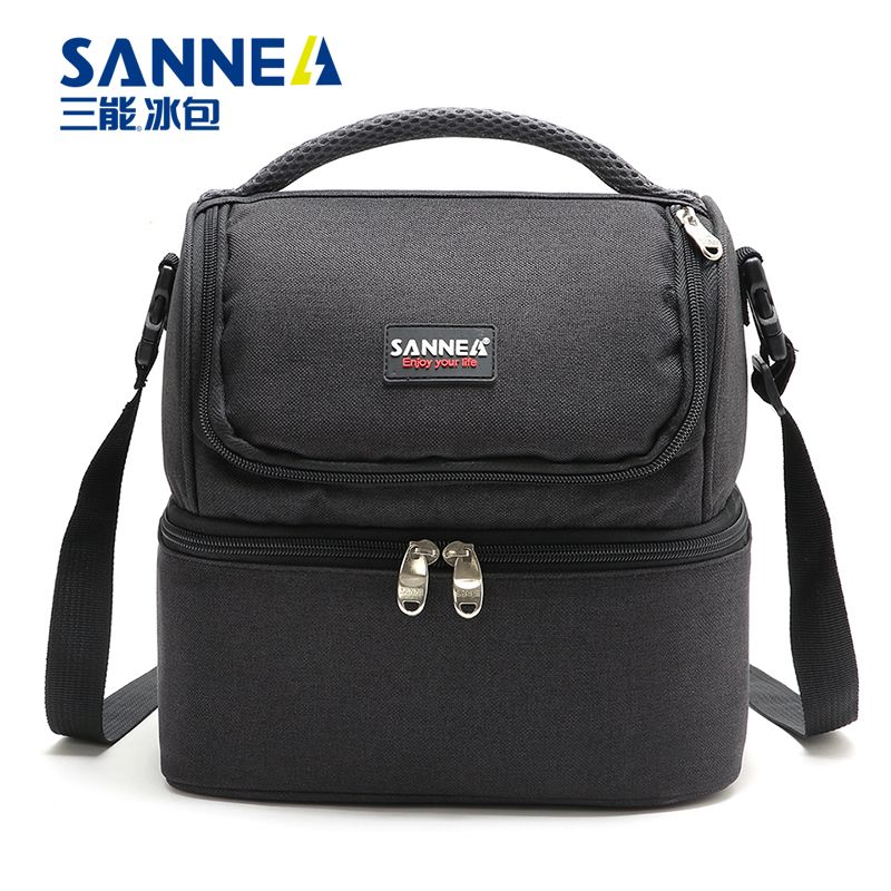 SANNE insulated bag, picnic cold insulation aluminum film insulated bag, hand-held double-layer picnic bag, waterproof folding ice pack details Picture