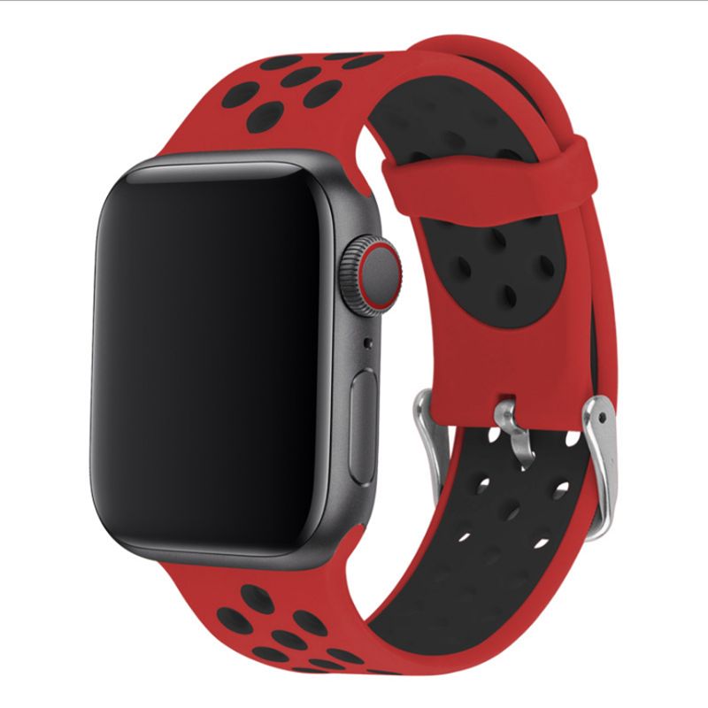 苹果手表硅胶表带双色表带iwatch1234代表扣式运动手表带详情图5
