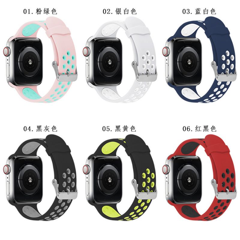 苹果手表硅胶表带双色表带iwatch1234代表扣式运动手表带细节图