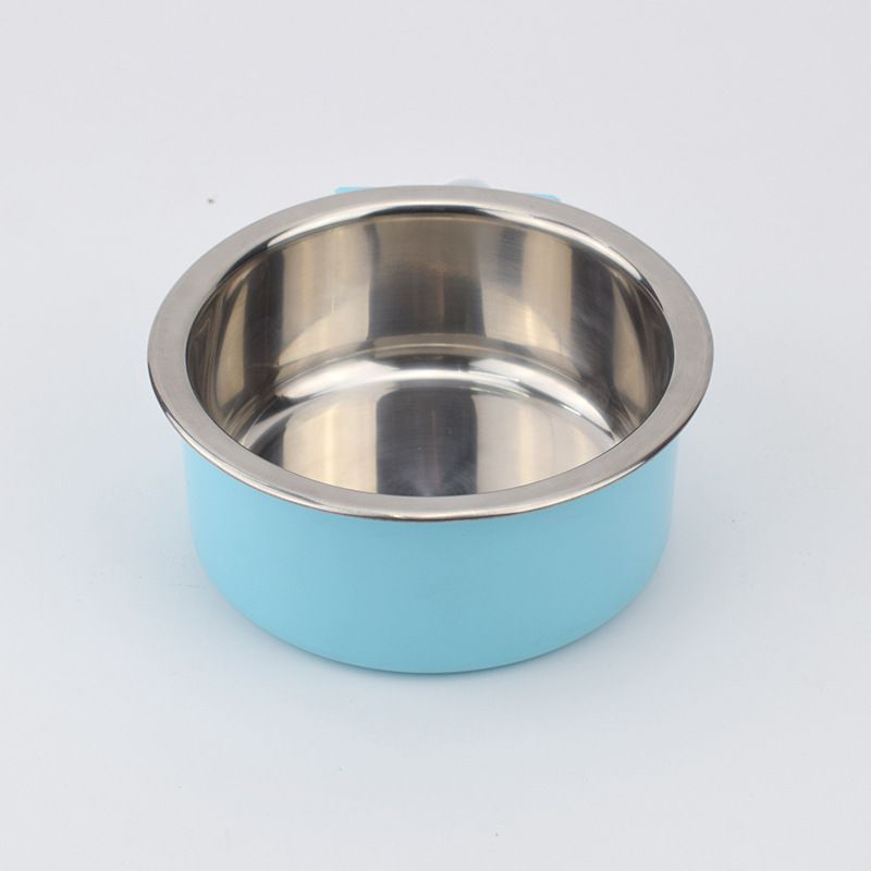 Pet bowl hanging, candy-colored stainless steel dog bowl, pet cat food bowl, fixed cage manufacturer wholesale undefined