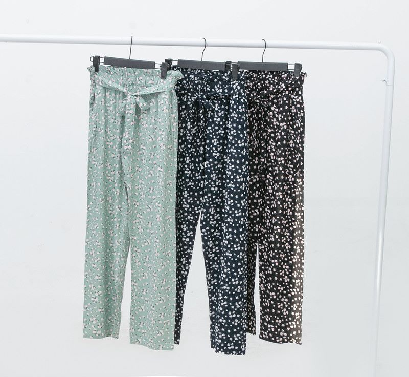 Womens Casual Elastic Waist Trousers Straight Leg Pants thumbnail