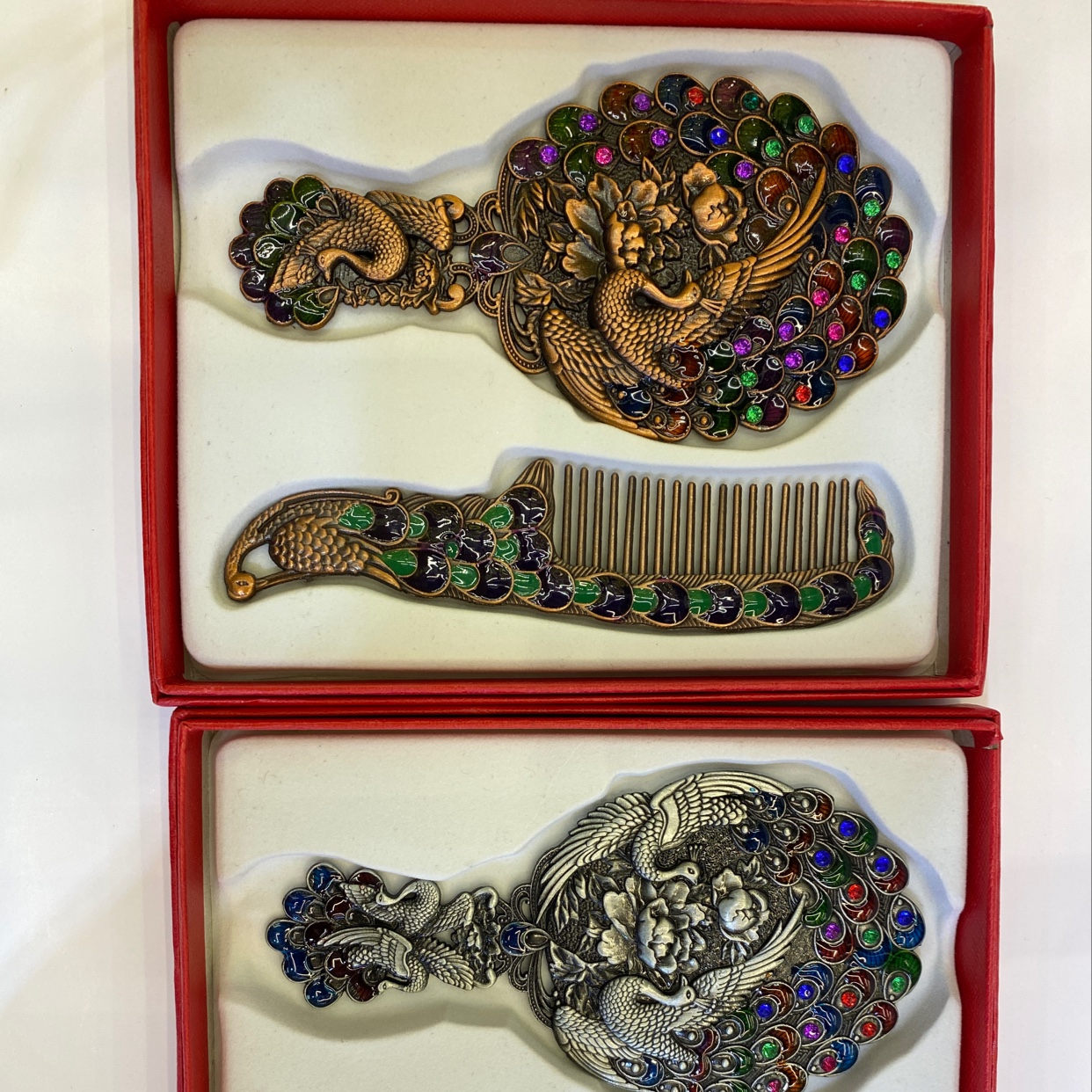 Zinc Alloy Small Peacock Set Mirror, 5-6 Mixed Styles, 3 Colors