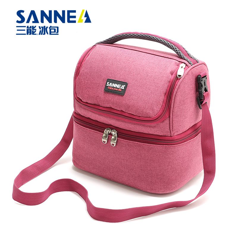 SANNE insulated bag, picnic cold insulation aluminum film insulated bag, hand-held double-layer picnic bag, waterproof folding ice pack Item Picture