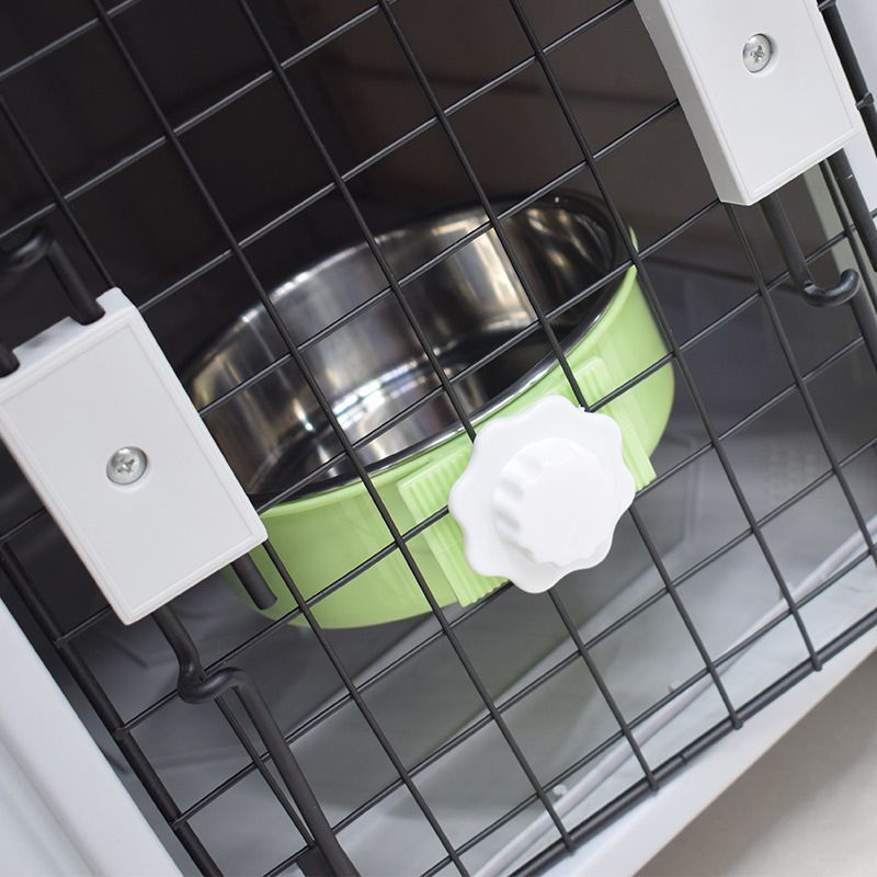 Pet bowl hanging, candy-colored stainless steel dog bowl, pet cat food bowl, fixed cage manufacturer wholesale details Picture