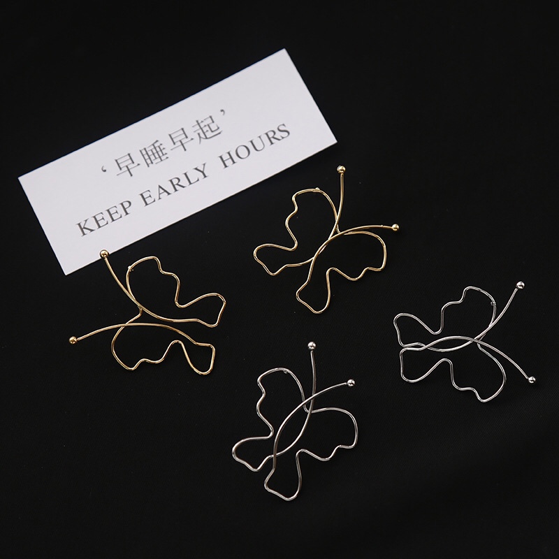 S925 silver needle abstract simple hollow out butterfly line earrings contour Sen super fairy personality earrings joker female thumbnail