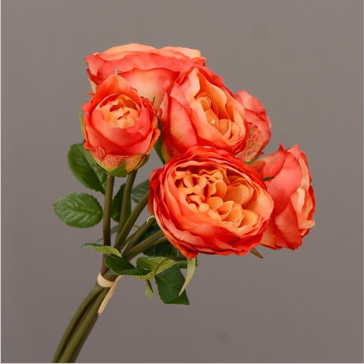 A 6-head bouquet of faux roses, artificial flowers, silk flower art for decorating the dining table, wedding bride's hand-held bouquet Specification image