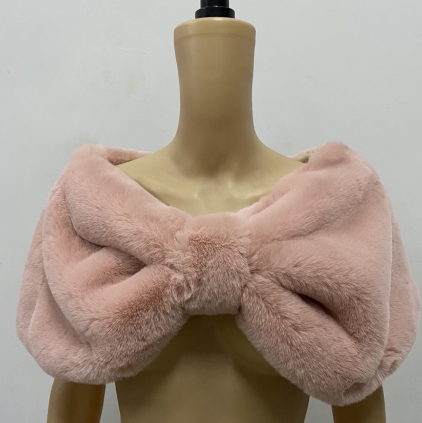 蝴蝶披肩新娘披肩獭兔毛小兔毛时尚仿毛制品产品图