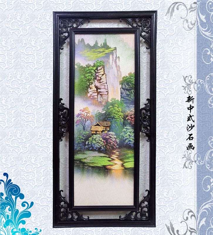 特价 工艺框画装饰陈设 创新中式风格 中式山水砂石画 装饰字画 2