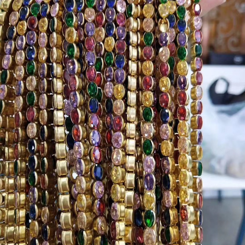 Mixed color 4×8 egg-shaped zircon bracelet details Picture