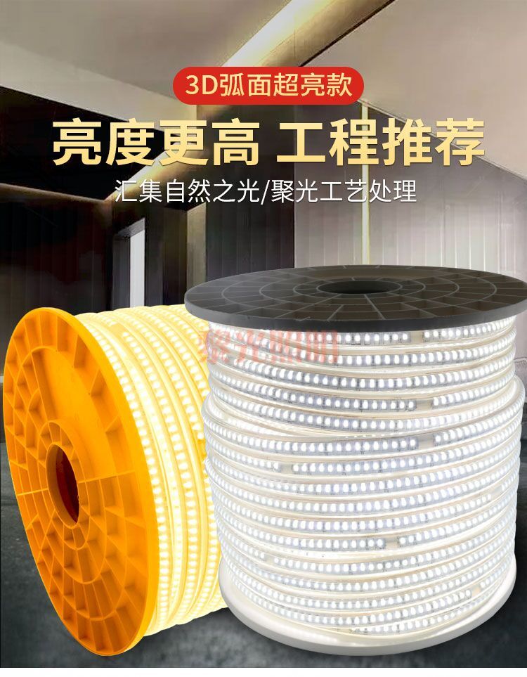 220V高压灯带144灯超亮工程款3038高亮商场室外亮化防水软灯条详情图1