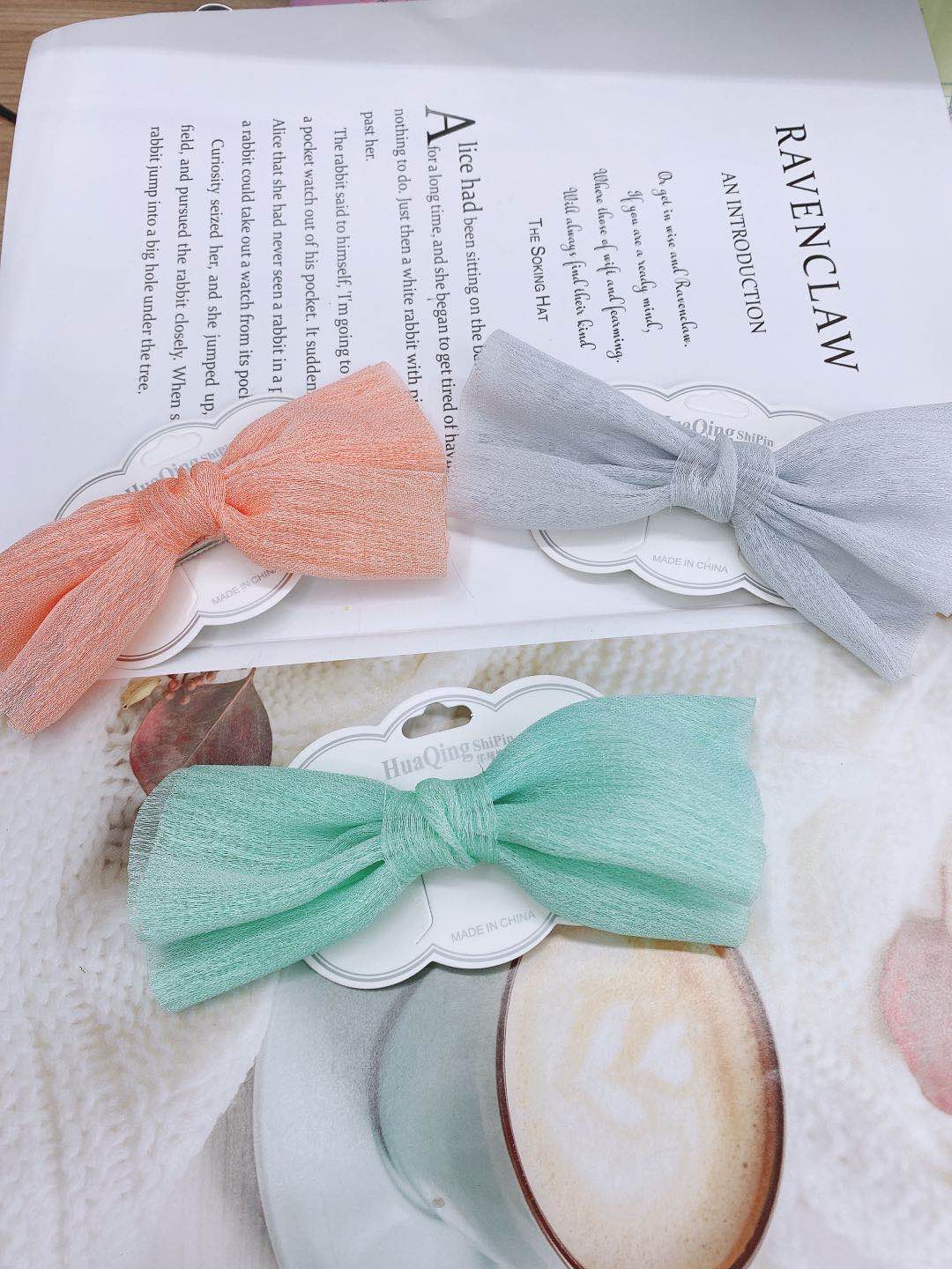 2020 Spring/summer new handmade lace mesh bow diy hair accessories materials press clip fabric accessories Application Scenario