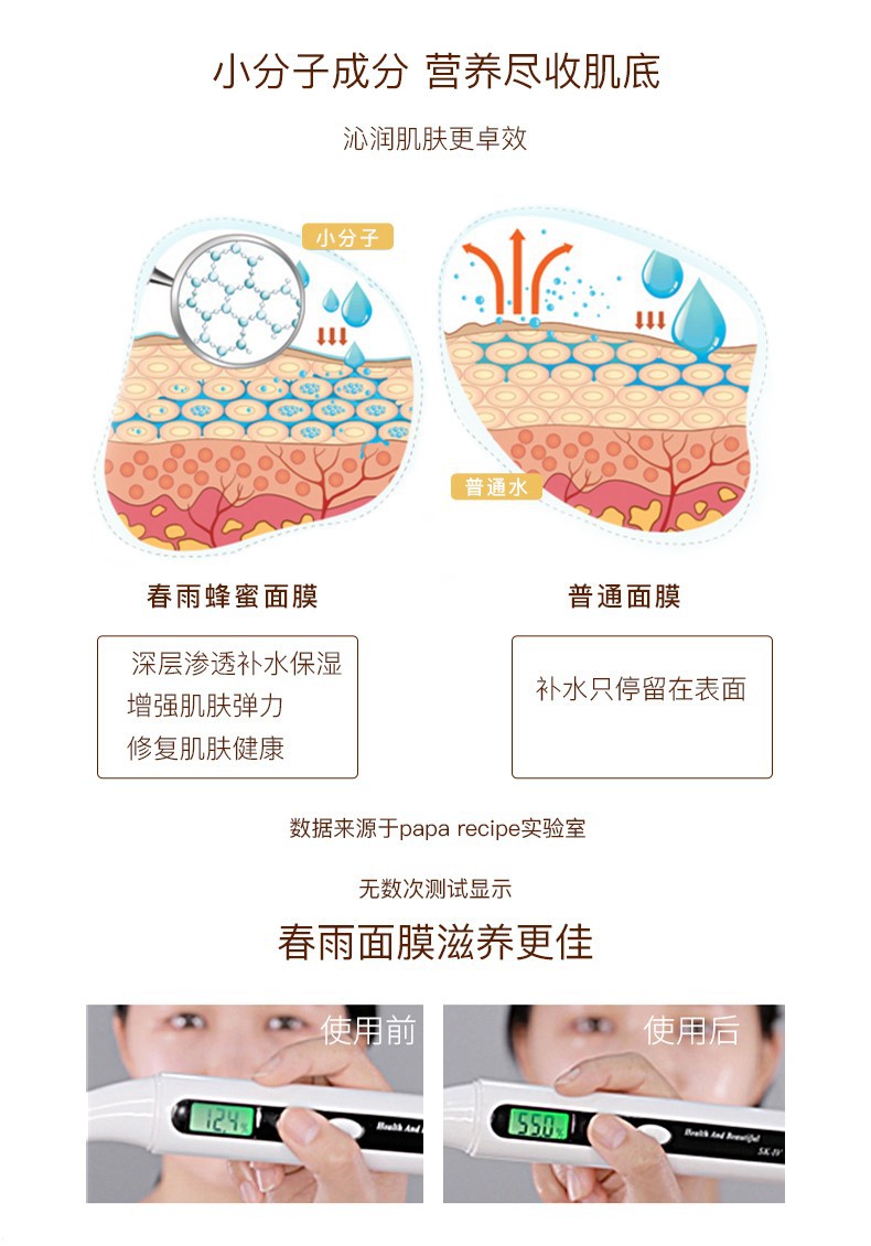 韩国春雨papa recipe黑卢卡蜂胶面膜清洁补水浅黑色春雨10片详情图11