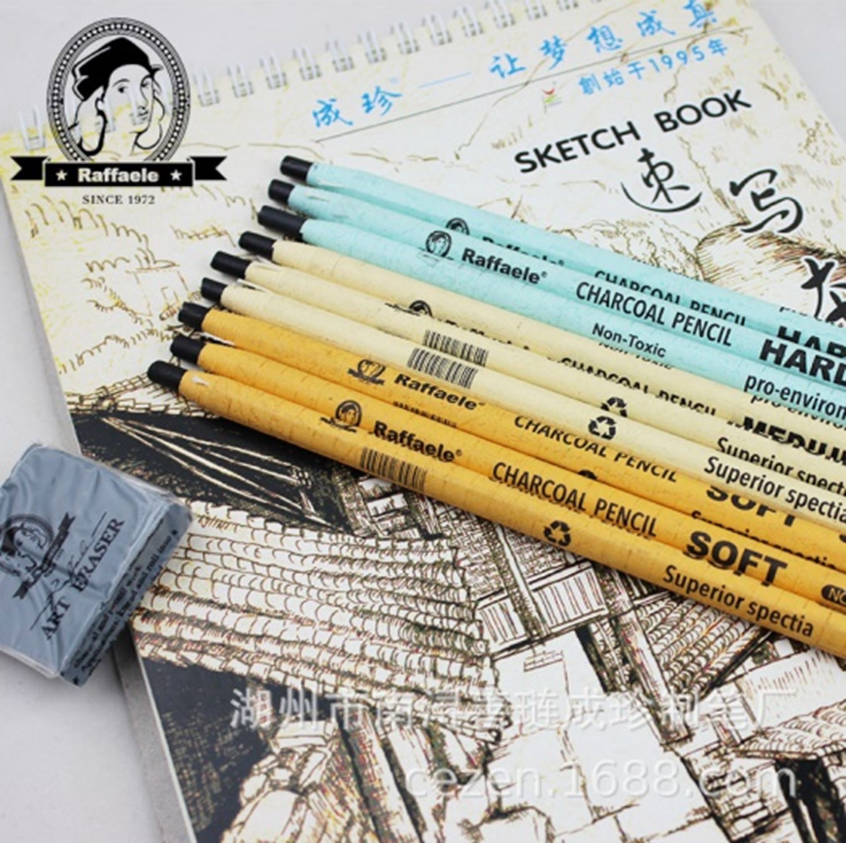 Yiwu quality hand-pulled wire charcoal pen, eco-friendly charcoal pen, soft to hard without core, quick sketch and drawing pencil 4580, soft to hard