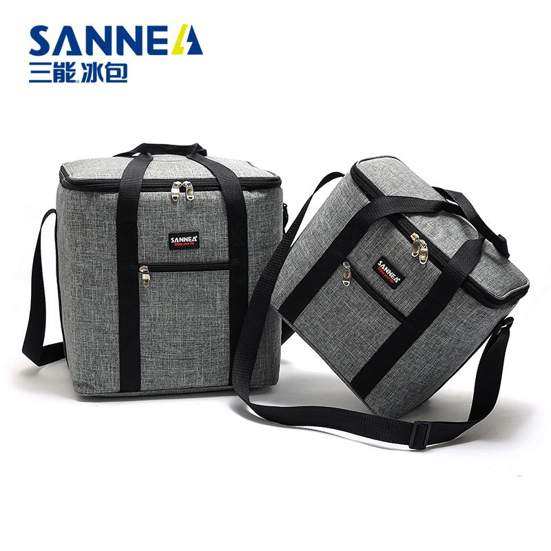 SANNE insulated bags, outdoor heat and cold preservation picnic bags, cross-border waterproof PEVA solid color fashionable bento bags and ice packs Item Picture