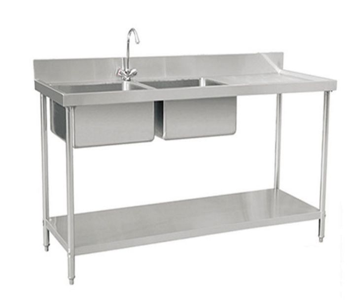1.6x0.6 stainless steel kitchen single star sink right platform with off shelf plate sink can be customized thumbnail