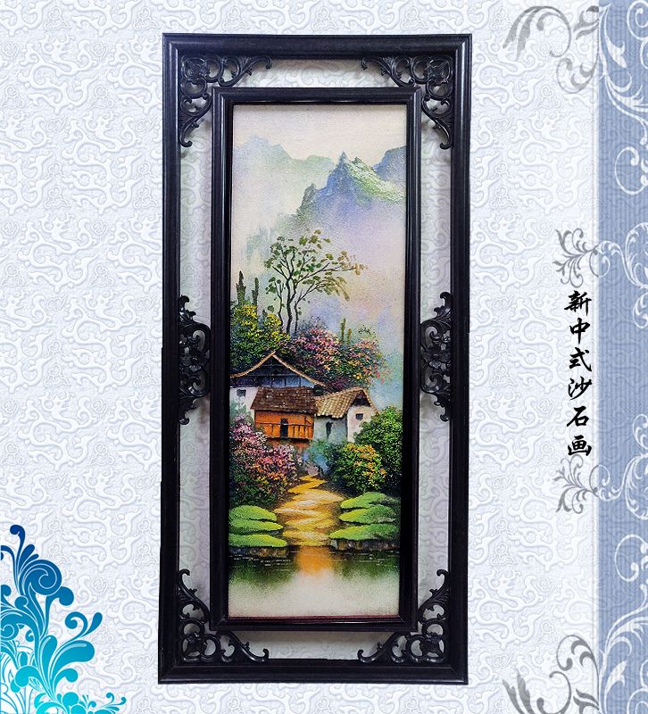 工艺框画 装饰陈设 创新中式风格 中式山水砂石画 特价装饰字画 6