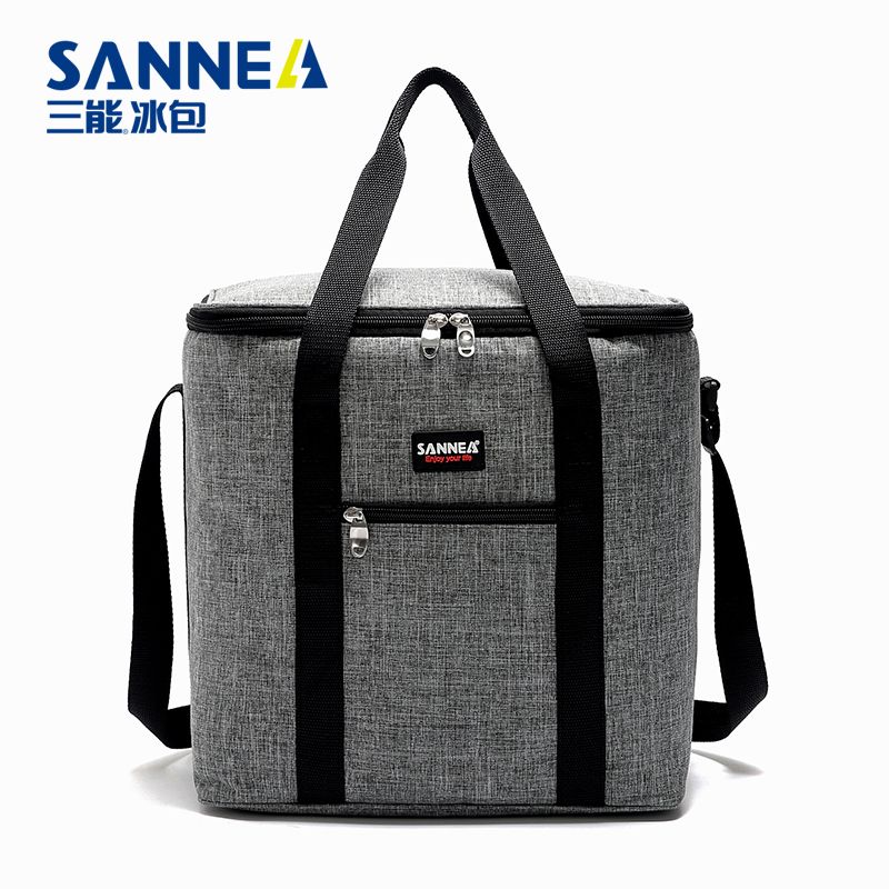 SANNE insulated bags, outdoor heat and cold preservation picnic bags, cross-border waterproof PEVA solid color fashionable bento bags and ice packs Specification image