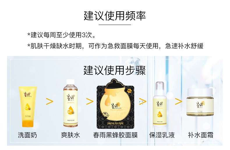 韩国春雨papa recipe黑卢卡蜂胶面膜清洁补水浅黑色春雨10片详情图14