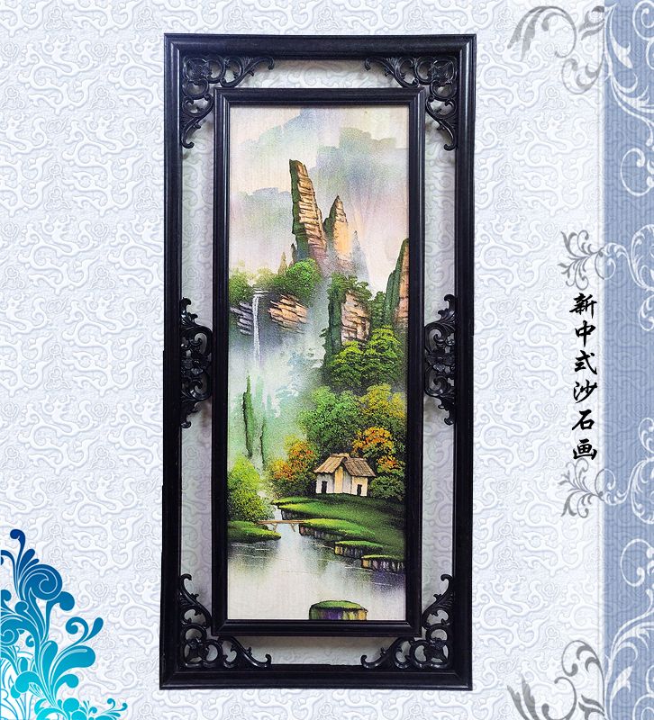 特价 工艺框画装饰陈设 创新中式风格 中式山水砂石画 装饰字画 5