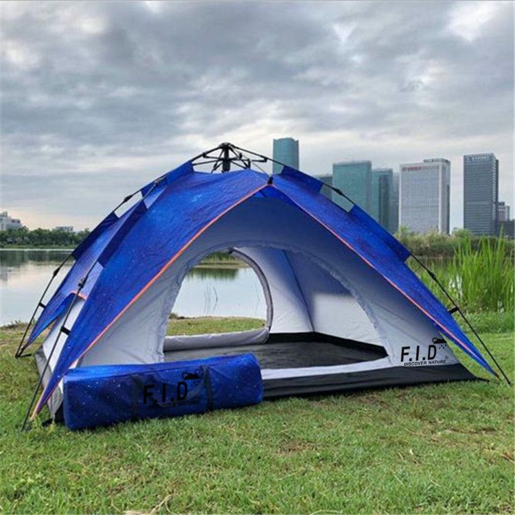 Outdoor leisure automatic starry sky tent, 3-4 person double-layer camping tent, park beach sun and rain protection rest shed Item Picture