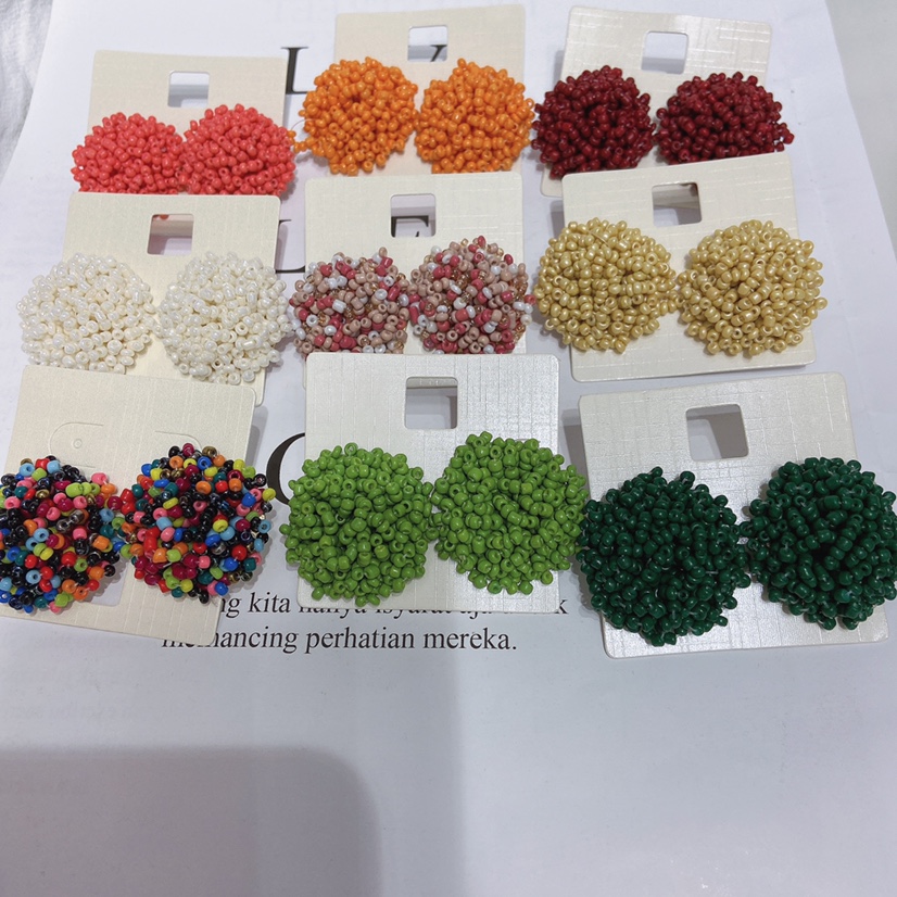 Hand-woven rice bead earrings. Dazzling earrings