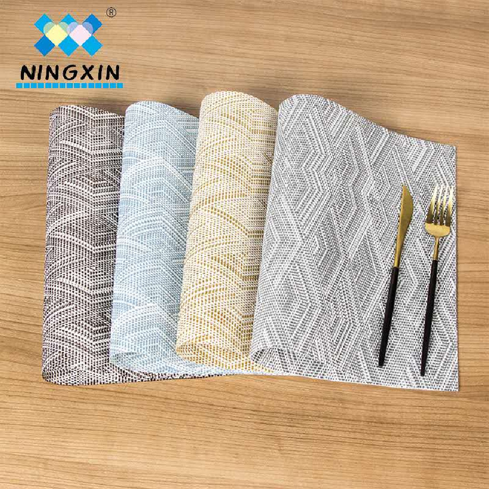 新款环保PVC特斯林日式欧式编织提花西餐垫隔热防滑餐垫详情1