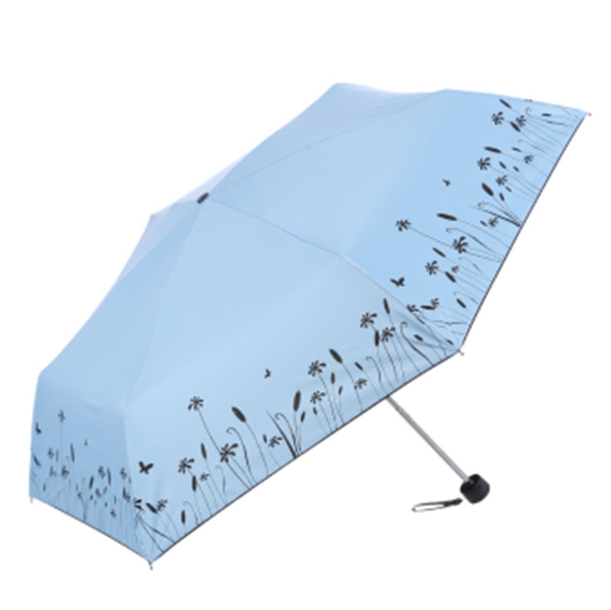 Yiwu Quality Goods Longxiang Bang Black Rubber Color Lotus Language Ultra-fine three-fold Umbrella Specification image