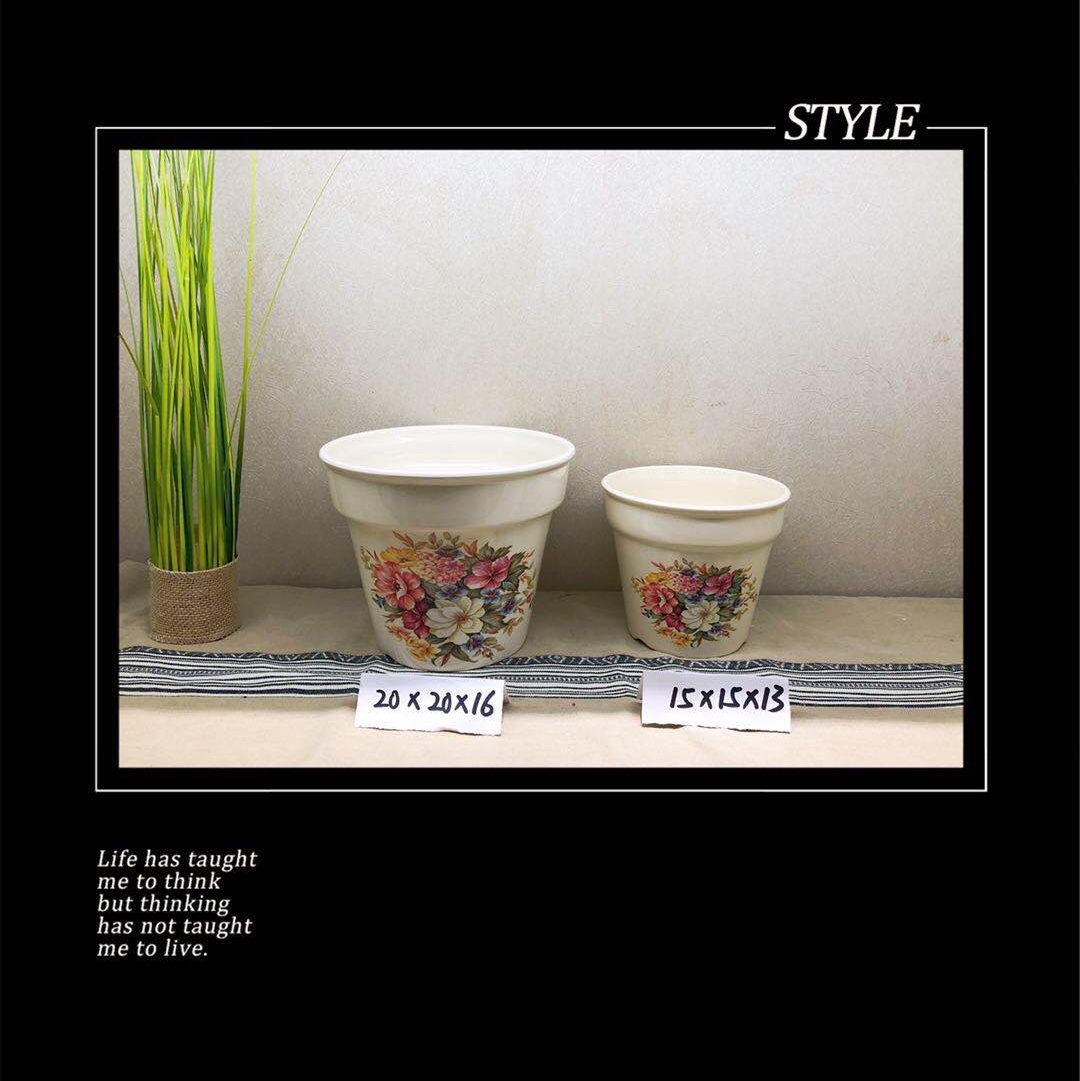 Yiwu fine goods ceramic flowerpot in the warm glaze flower pot two sets of potted plants with holes at the bottom details Picture