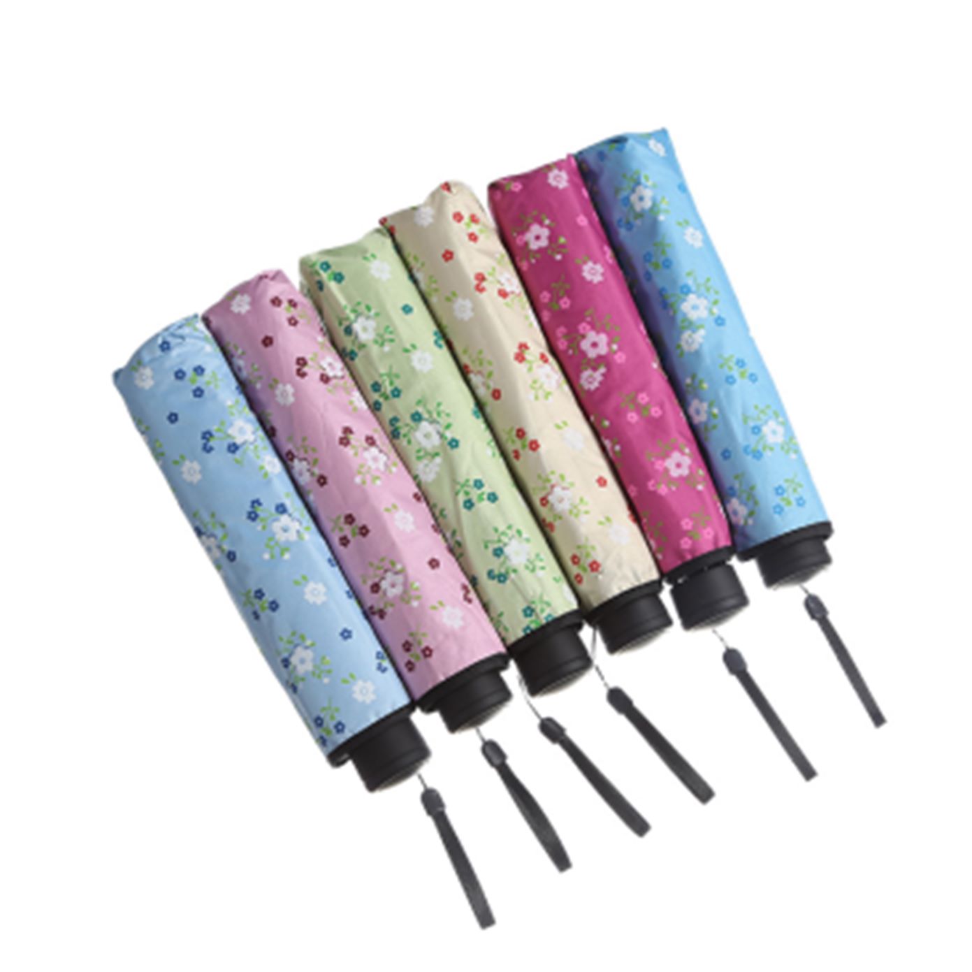 Yiwu's high-quality Longxiang black vinyl rose-burned flower ultra-fine three-fold umbrella