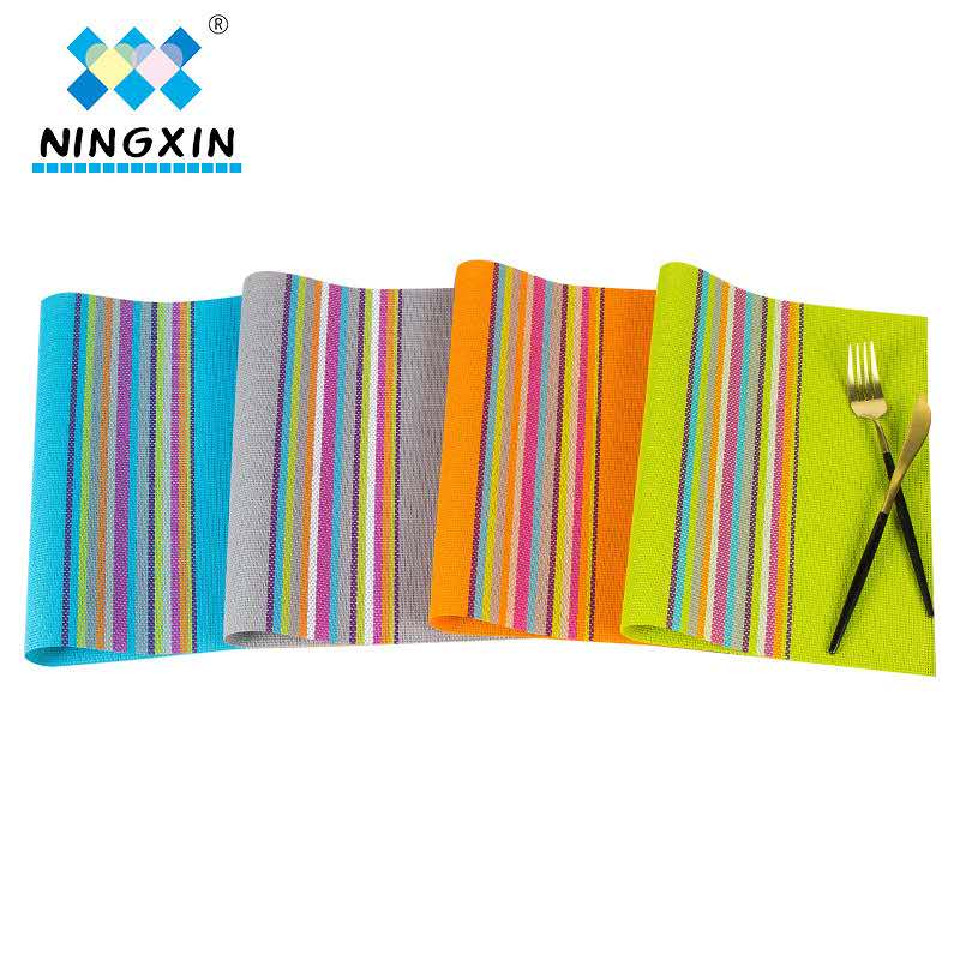 One meal, one mat Cross-border PVC placemats, colored striped Western placemats, 30*45cm, anti-slip and heat-insulating coasters, table MATS detail image 1